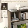 Giantex Desktop Bookshelf, Countertop Storage Hutch with 4 Shelves for Computer Desk, Dressing Tabletop Display Rack, Multipurpose Desk Hutch Storage Organizer for Home Office Dorm (Black)(Grey Oak)