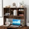 Giantex Desktop Bookshelf, Countertop Storage Hutch with 4 Shelves for Computer Desk, Dressing Tabletop Display Rack, Multipurpose Desk Hutch Storage Organizer for Home Office Dorm (Black)(Rustic Brown)
