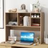 Giantex Desktop Bookshelf, Countertop Storage Hutch with 4 Shelves for Computer Desk, Dressing Tabletop Display Rack, Multipurpose Desk Hutch Storage Organizer for Home Office Dorm (Black)(Natural)
