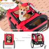 Giantex Dog Bike Trailer, Bicycle Trailer Wagon for Medium and Small Sized Dogs, 20 Inch Wheels, 3 Zippered Doors, 8 Reflectors, 1 Red Flag, Folding Dog Carrier for Bike, Hold up to 88lbs