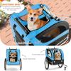 Giantex Dog Bike Trailer Pet Stroller, Small Medium Dog Bicycle Trailer Carrier Wagon, 20″ Large Wheels, 3 Doors, 2 Windows, 8 Reflectors, Folding Metal Frame, Supports up to 88 lbs(Blue)