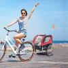Giantex Dog Bike Trailer Pet Stroller, Small Medium Dog Bicycle Trailer Carrier Wagon, 20″ Large Wheels, 3 Doors, 2 Windows, 8 Reflectors, Folding Metal Frame, Supports up to 88 lbs(Red)
