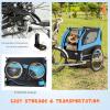 Giantex Dog Bike Trailer Pet Stroller, Small Medium Dog Bicycle Trailer Carrier Wagon, 20″ Large Wheels, 3 Doors, 2 Windows, 8 Reflectors, Folding Metal Frame, Supports up to 88 lbs(Blue)
