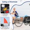 Giantex Dog Bike Trailer Pet Stroller, Small Medium Dog Bicycle Trailer Carrier Wagon, 20″ Large Wheels, 3 Doors, 2 Windows, 8 Reflectors, Folding Metal Frame, Supports up to 88 lbs(Gray)