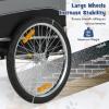 Giantex Dog Bike Trailer Pet Stroller, Small Medium Dog Bicycle Trailer Carrier Wagon, 20″ Large Wheels, 3 Doors, 2 Windows, 8 Reflectors, Folding Metal Frame, Supports up to 88 lbs(Gray)