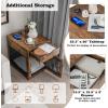 Giantex Dog Crate Furniture, Dog Kennel End Table with Chew-Proof Metal Fence, Lockable Door, Storage Drawer, Wired and Wireless Charging, Wooden Pet Cage Side Table Indoor (Rustic Brown)(Rustic Brown)