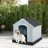 Giantex Dog House for Small Dogs, Waterproof Plastic Dog Houses with Air Vents and Elevated Floor, Easy to Assemble, Outdoor Cat Feeding Station Indoor Patio Backyard Dog Kennel House(Gray)