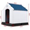 Giantex Dog House for Small Dogs, Waterproof Plastic Dog Houses with Air Vents and Elevated Floor, Easy to Assemble, Outdoor Cat Feeding Station Indoor Patio Backyard Dog Kennel House(Blue & White)