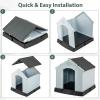 Giantex Dog House for Small Dogs, Waterproof Plastic Dog Houses with Air Vents and Elevated Floor, Easy to Assemble, Outdoor Cat Feeding Station Indoor Patio Backyard Dog Kennel House(Gray)