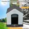 Giantex Dog House for Small Dogs, Waterproof Plastic Dog Houses with Air Vents and Elevated Floor, Easy to Assemble, Outdoor Cat Feeding Station Indoor Patio Backyard Dog Kennel House(Gray)