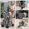 Giantex Double Pet Stroller with 2 Detachable Carrier Bags, Safety Belt, 4 Lockable Wheels, Folding Cat & Dog Stroller for Small Medium Pets, Cats Dogs Puppy Travel Strolling Cart (Beige)(Gray)