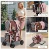 Giantex Double Pet Stroller with 2 Detachable Carrier Bags, Safety Belt, 4 Lockable Wheels, Folding Cat & Dog Stroller for Small Medium Pets, Cats Dogs Puppy Travel Strolling Cart (Beige)(Pink)