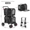 Giantex Double Pet Stroller with 2 Detachable Carrier Bags, Safety Belt, 4 Lockable Wheels, Folding Cat & Dog Stroller for Small Medium Pets, Cats Dogs Puppy Travel Strolling Cart (Beige)(Black)