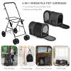 Giantex Double Pet Stroller with 2 Detachable Carrier Bags, Safety Belt, 4 Lockable Wheels, Folding Cat & Dog Stroller for Small Medium Pets, Cats Dogs Puppy Travel Strolling Cart (Beige)(Black)