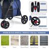 Giantex Double Pet Stroller with 2 Detachable Carrier Bags, Safety Belt, 4 Lockable Wheels, Folding Cat & Dog Stroller for Small Medium Pets, Cats Dogs Puppy Travel Strolling Cart (Beige)(Navy)