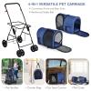 Giantex Double Pet Stroller with 2 Detachable Carrier Bags, Safety Belt, 4 Lockable Wheels, Folding Cat & Dog Stroller for Small Medium Pets, Cats Dogs Puppy Travel Strolling Cart (Beige)(Navy)