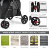 Giantex Double Pet Stroller with 2 Detachable Carrier Bags, Safety Belt, 4 Lockable Wheels, Folding Cat & Dog Stroller for Small Medium Pets, Cats Dogs Puppy Travel Strolling Cart (Beige)(Black)