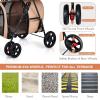 Giantex Double Pet Stroller with 2 Detachable Carrier Bags, Safety Belt, 4 Lockable Wheels, Folding Cat & Dog Stroller for Small Medium Pets, Cats Dogs Puppy Travel Strolling Cart (Beige)(Beige)