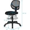 Giantex Drafting Chair Tall Office Chair with Back, Height Adjustable Home Office Chair on Wheels, Ergonomic Computer Standing Desk Chair with Footrest Ring for Bedroom, Black