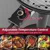 Giantex Electric BBQ Grill 1600W, Removable Non-Stick Grill Rack, Warming Rack, Oil Drip Tray, Adjustable Temperature, Portable Outdoor Electric Grill for Camping Picnic Tailgating, Red & Black