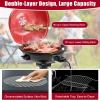 Giantex Electric BBQ Grill 1600W, Removable Non-Stick Grill Rack, Warming Rack, Oil Drip Tray, Adjustable Temperature, Portable Outdoor Electric Grill for Camping Picnic Tailgating, Red & Black