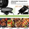 Giantex Electric Grill Indoor Outdoor, 1600W Portable Barbecue Grill with Removable Non-Stick Grilling Rack, Adjustable Temperature, Oil Drip Tray, for Picnic Camping Backyard Cooking (Red)(Black)