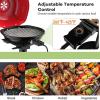 Giantex Electric Grill Indoor Outdoor, 1600W Portable Barbecue Grill with Removable Non-Stick Grilling Rack, Adjustable Temperature, Oil Drip Tray, for Picnic Camping Backyard Cooking (Red)(Red)