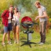 Giantex Electric Grill Indoor Outdoor, Non-stick Grill Griddle Plate, 3 Cooking Zones, Temperature Control, Drip Tray, 1350W 200sq.in BBQ Grill for Balcony Apartments Backyard Party Camping (Black)(Red)