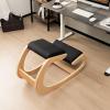 Giantex Ergonomic Kneeling Chair, Posture Chair for Desk with Cushion, Solid Wood Frame, Max Load 330 Lbs, Comfortable Ergo Rocking Kneel Chair for Office Home Study (Black)(Black)