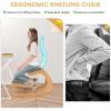 Giantex Ergonomic Kneeling Chair, Posture Chair for Desk with Cushion, Solid Wood Frame, Max Load 330 Lbs, Comfortable Ergo Rocking Kneel Chair for Office Home Study (Black)(Grey)