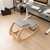 Giantex Ergonomic Kneeling Chair, Posture Chair for Desk with Cushion, Solid Wood Frame, Max Load 330 Lbs, Comfortable Ergo Rocking Kneel Chair for Office Home Study (Black)(Grey)