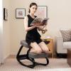 Giantex Ergonomic Kneeling Chair, Rocking Posture Chair with Padded Cushion, Knee Chair for Back Neck Pain Relief, Wooden Kneeling Desk Chair for Home Office(1)