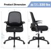 Giantex Ergonomic Mid-Back Mesh Computer Chair w/Lumbar Support, Flip-up Armrests, Height Adjustable Swivel Task Chair for Home Office, Black(Black)