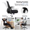 Giantex Ergonomic Mid-Back Mesh Computer Chair w/Lumbar Support, Flip-up Armrests, Height Adjustable Swivel Task Chair for Home Office, Black(Black)