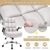 Giantex Executive Office Chair, Big and Tall Ergonomic Computer Chair, Adjustable Tilt Angle and Flip-up Armrest Linen Fabric Upholstered Chair with Thick Padding, High Back Managerial Chair (Grey)(Beige)