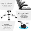 Giantex Executive Office Chair, Big and Tall Ergonomic Computer Chair, Adjustable Tilt Angle and Flip-up Armrest Linen Fabric Upholstered Chair with Thick Padding, High Back Managerial Chair (Grey)(Grey)