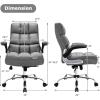 Giantex Executive Office Chair, Big and Tall Ergonomic Computer Chair, Adjustable Tilt Angle and Flip-up Armrest Linen Fabric Upholstered Chair with Thick Padding, High Back Managerial Chair (Grey)(Grey)
