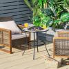 Giantex Fire Pit Table, Outdoor Fire Pit with Mesh Cover, Fire Poker, Tile Tabletop, Round Wood Burning Fire Table for Outside, Patio, Backyard, Garden, Camping 23.5 Inch Small Fire Pit
