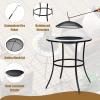 Giantex Fire Pit Table, Outdoor Fire Pit with Mesh Cover, Fire Poker, Tile Tabletop, Round Wood Burning Fire Table for Outside, Patio, Backyard, Garden, Camping 23.5 Inch Small Fire Pit