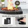 Giantex Fire Pit for Outside 16’’Gas Fireplaces, 30,000 BTU Electronic Ignition Square with Lava Rocks, Instant Touch-up Pen, Waterproof Cover, for Patio,Outdoor, CSA Certified Outdoor Firepits(Black)(Black)