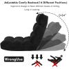 Giantex Floor Chairs for Adults – Floor Gaming Chair with Back Support, Coral Velvet, 14 Adjustable Position, Thick Sponge Padding, Floor Seating Lounge for Reading, Watching TV, Meditation (Black)(Black)