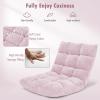 Giantex Floor Chairs for Adults – Floor Gaming Chair with Back Support, Coral Velvet, 14 Adjustable Position, Thick Sponge Padding, Floor Seating Lounge for Reading, Watching TV, Meditation (Black)(Light Pink)