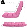 Giantex Floor Sofa Chair Video Gaming Chair with 14 Adjustable Position, Padded Back Support Floor Cushioned Seat, Folding Lazy Chair for Meditation, Reading, Watching, Living Room Recliner(Grey)(Pink)