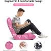 Giantex Floor Sofa Chair Video Gaming Chair with 14 Adjustable Position, Padded Back Support Floor Cushioned Seat, Folding Lazy Chair for Meditation, Reading, Watching, Living Room Recliner(Grey)(Pink)