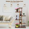 Giantex Flower Rack Wood Plant Stand 7 Wood Shelves 11 Pots Bonsai Display Shelf Indoor Outdoor Yard Garden Patio Balcony Living Room Multifunctional Storage Rack Bookshelf W/Hollow-Out Rack