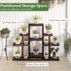 Giantex Flower Rack Wood Plant Stand 7 Wood Shelves 13 Pots Bonsai Display Shelf Indoor Outdoor Yard Garden Patio Balcony Living Room Multifunctional Storage Rack Bookshelf W/Hollow-Out Rack(Dark Brown)