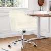Giantex Fluffy Desk Chair, Comfy Faux Fur Vanity Chair with Wheals and Height Adjustable, Cute Fuzzy Makeup Chair for Girls Women, Modern Swivel Arm Chair for Bedroom Home Office, Beige(Beige)