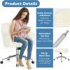 Giantex Fluffy Desk Chair, Comfy Faux Fur Vanity Chair with Wheals and Height Adjustable, Cute Fuzzy Makeup Chair for Girls Women, Modern Swivel Arm Chair for Bedroom Home Office, Beige(Beige)