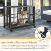 Giantex Foldable Metal Dog Crate – Heavy Duty Dog Cage with Top and Front Doors, Feeding Access, Removable Tray, Lockable Wheels, Chew Proof Dog Kennel Indoor Outdoor, 37”L x 23”W x 30”H, Black