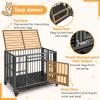 Giantex Foldable Metal Dog Crate – Heavy Duty Dog Cage with Top and Front Doors, Feeding Access, Removable Tray, Lockable Wheels, Chew Proof Dog Kennel Indoor Outdoor, 37”L x 23”W x 30”H, Black